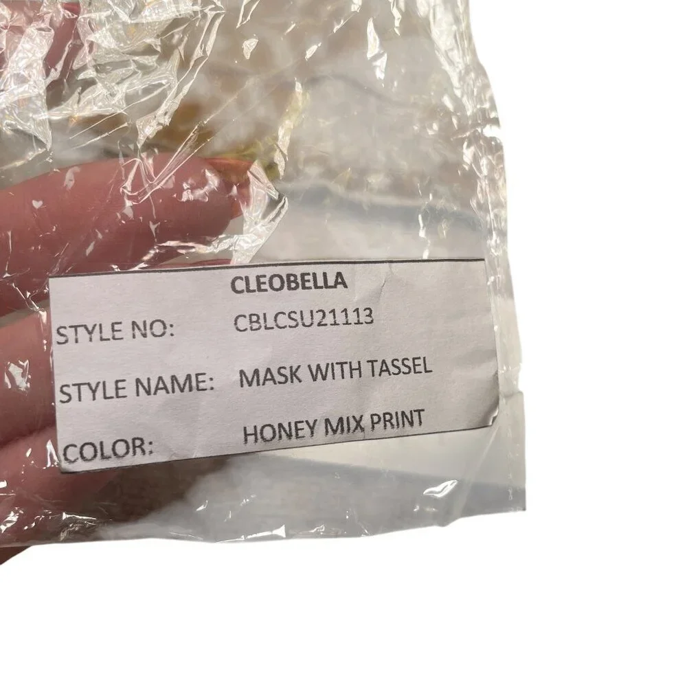 Cleobella Honey Mix Print Organic Cotton Face Mask w/ Tassels NWT Description: